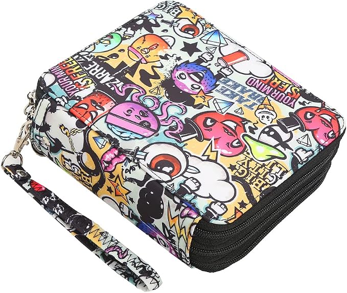 72 Slots Pencil Case Organizer w/Removal Handle Strap | 3-Layer Zipped Pencils Box Large for Colored Pencils Watercolor Pencils for Office and Travel for Artist