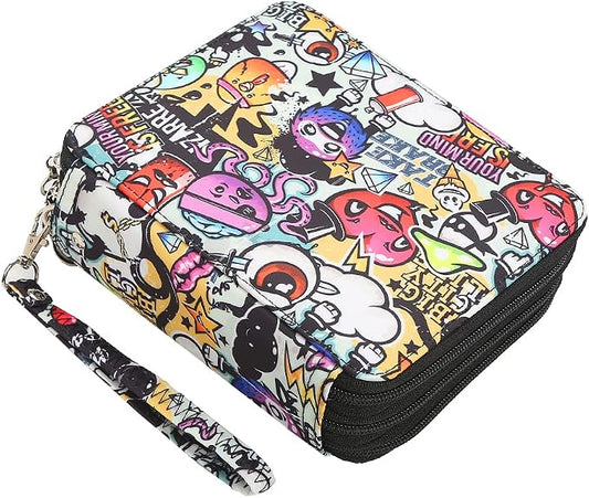 72 Slots Pencil Case Organizer w/Removal Handle Strap | 3-Layer Zipped Pencils Box Large for Colored Pencils Watercolor Pencils for Office and Travel for Artist