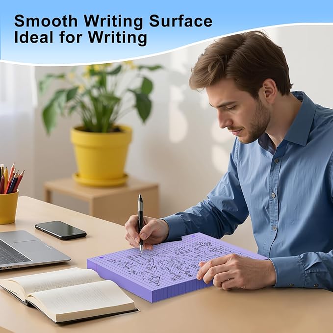 Purple Loose Leaf Paper 300 Sheets 8" x 10.5" Filler Paper, College Ruled 3-Hole Punched, Notebook Paper for 3-Ring Binders Notepad Writing Note Pads To-Do Lists for Office & School Supplies