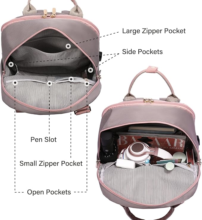 LOVEVOOK Laptop Backpack for Women, 15.6 Inch Anti-theft Laptop Bag with USB Port, Fashion Waterproof Computer Backpacks Teacher Nurse Backpack Purse for College Work