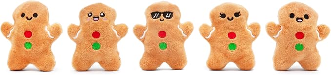 Emotional Support Gingerbread by Relatable, Christmas Stuffed Animals, Great Gingerbread Man Gifts, Funny Gifts or Cute Christmas Decor, Includes 5 Gingerbread Plushies with Carrying Basket
