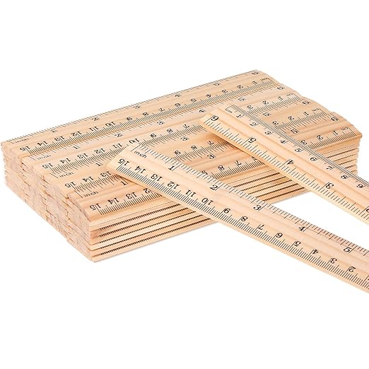 Zonon 100 Pcs Wooden Ruler Bulk Wood Measuring Ruler Office 2 Scale for School Education Families Kids Students (6 Inch)