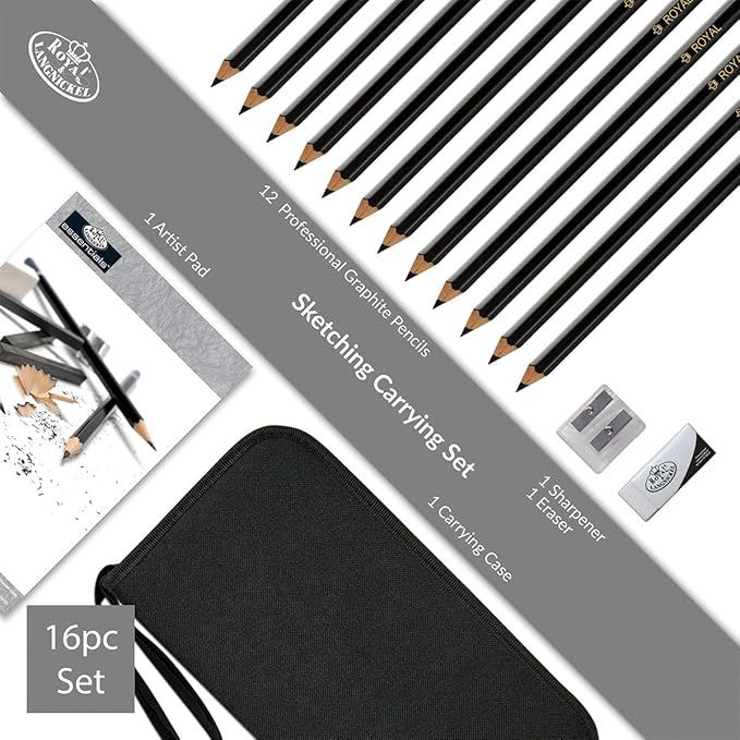 Drawing and Sketching Pencil Set In Zippered Carrying Case