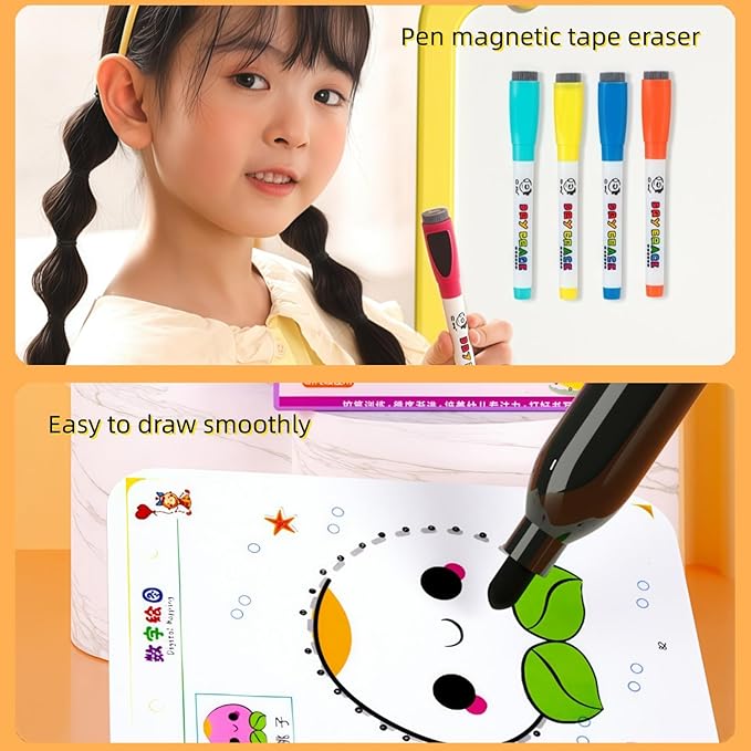 12 Colors Dry Erase Markers for Kids, Magnetic Whiteboard Pens with Eraser Cap, Low Odor Non-Toxic, Washable Coloring Markers for painting, Preschool Learning, Classroom & Home Art Supplies