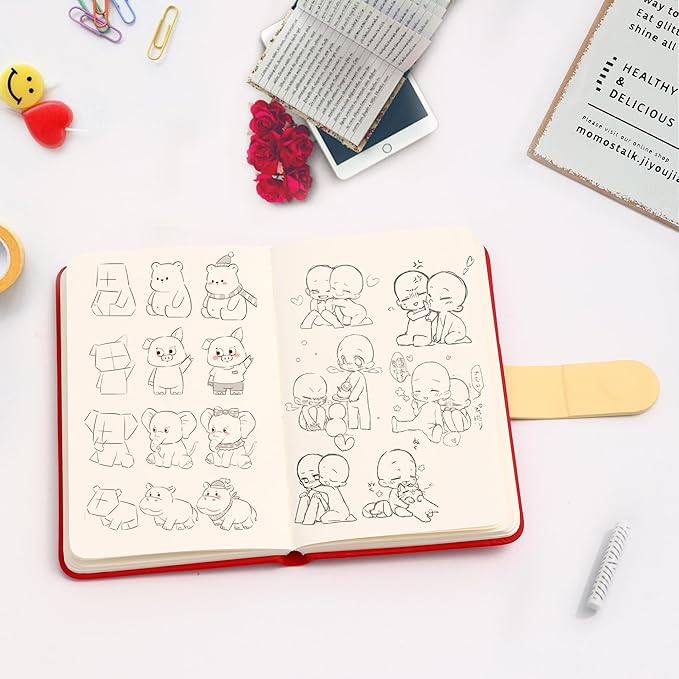 BOBO RABBIT Blank Journal Small Pocket Leather Notebook No Lines for Drawing Plain Sketch Book Cute Cartoon Capybara Unlined Journal for Travel Work School, 200 Pages, 3.7"X5.9"
