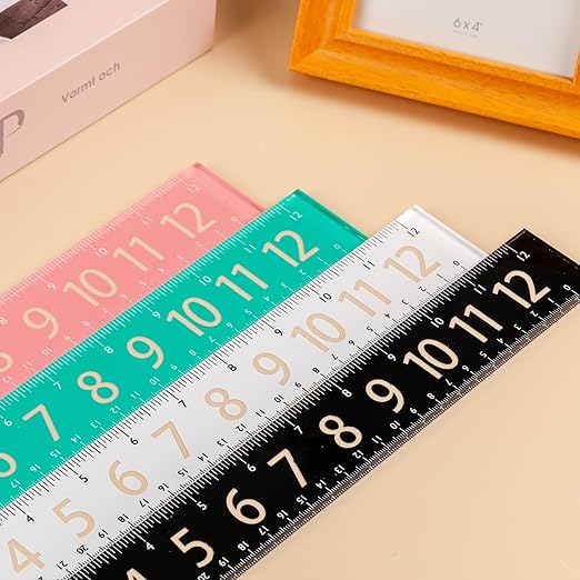 Mr. Pen- Plastic Rulers with Large Numbers, 4 Pack, 12 Inch, Easy-to-Read Markings, Scratch-Resistant Design, Durable Ruler for Crafting Office & School, Colorful Rulers for Kids, School Supplies