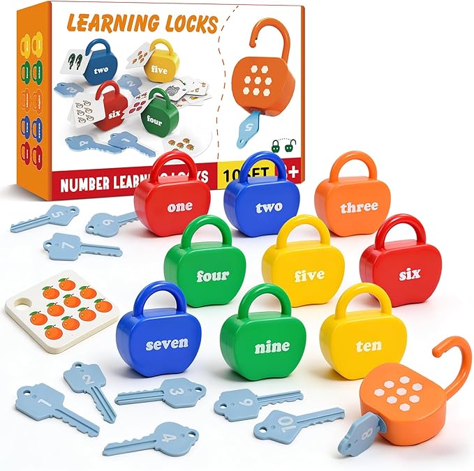Locks and Key Toddler Toys, Number Counting Cause and Effect Toys for Kids Ages 3-5, Preschool Learning Activities, Kindergarten Classroom Must Haves, Montessori Toy for 3 Year Old