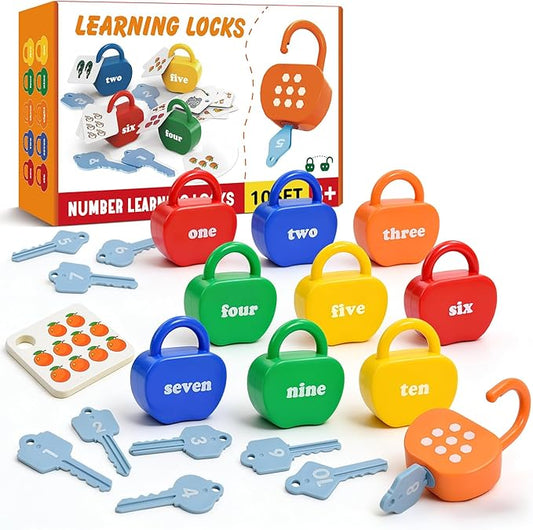 Locks and Key Toddler Toys, Number Counting Cause and Effect Toys for Kids Ages 3-5, Preschool Learning Activities, Kindergarten Classroom Must Haves, Montessori Toy for 3 Year Old