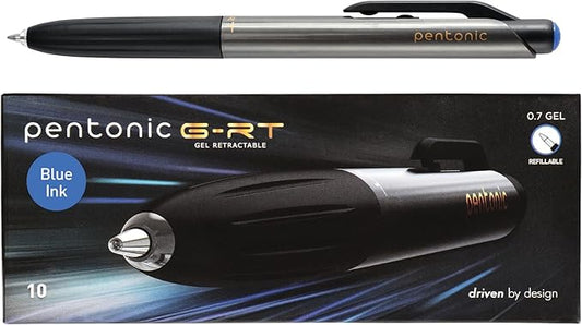 Pentonic G-RT Retractable Gel Pens, 10 Count, Blue Ink, 0.7 mm Fine Point, Smooth Writing For Journaling, Note Taking, Office & School (1002361)