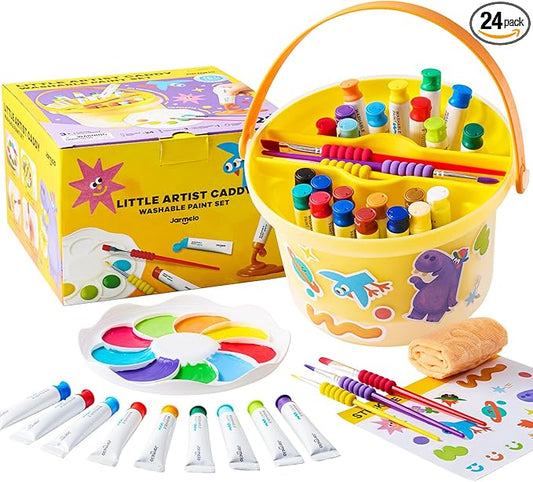 Jar Melo Kids Tempera Painting Set, Washable Paint Set for Kids Ages 4-8, Safe and Non-Toxic Mess Free Coloring, Tempera Paints for Drawing Art,Crafts, School Supplies