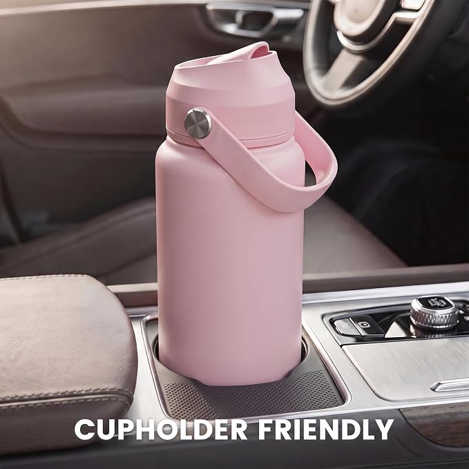 Fijinhom 18oz Insulated Stainless Steel Water Bottle, Wide Mouth Double Wall Vacuum, Silicone Straw, Sweat & Leak Proof, BPA Free Insulated Water Flask for Travel, Keep Cold 24h Hot 12h, Coral Pink