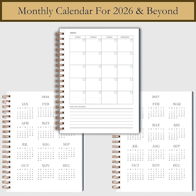 Undated Daily Planner - Time Blocking Planner & ADHD Planner. To Do List, Hourly Schedule, Daily and Monthly Agenda. Time Management & Productivity Planner. Spiral Hardcover Notebook. A4.