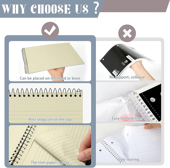 gisgfim 6 Pcs Boho Top Bound Spiral Notebooks 8.5" x 11" College Ruled Aesthetic Legal Pad Top Spiral Steno Pads Colored Paper Assorted Covers Spiral Notebook for Writing School Office Supplies