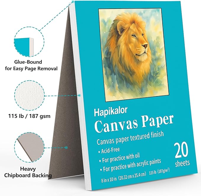 Canvas for Painting 8x10 Inch, 20 Sheets (115lb/187g) Canvases Boards for Painting, Art Supplies Paint Canvas Panels for Acrylic Oil Tempera Paints
