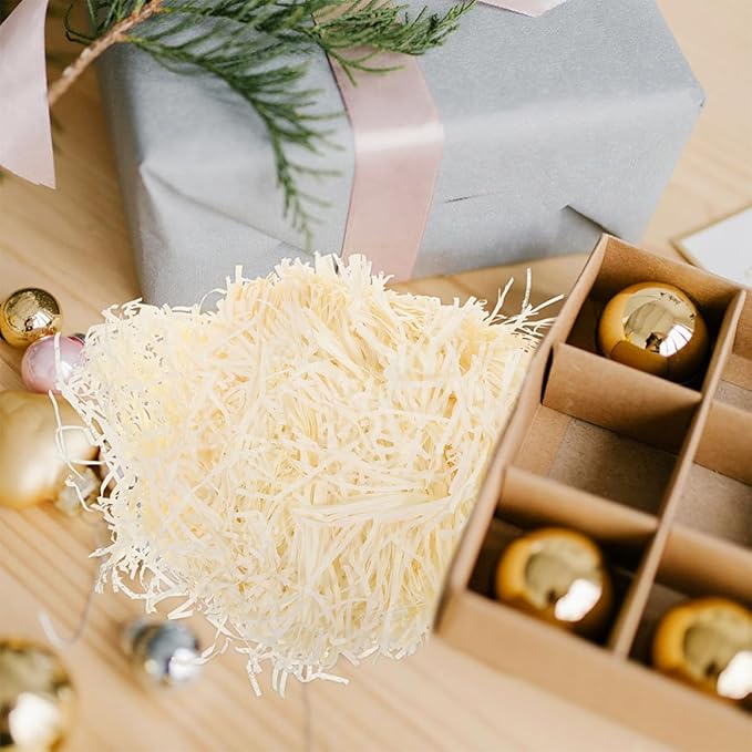 balacoo Paper Shred Filler and Crinkle Packing Paper, 2pcs 200g Natural Raffia Grass Shredded for Boxes, Party Favor Filling and Packaging Box Stuffing for Holiday and Wedding Wrapping