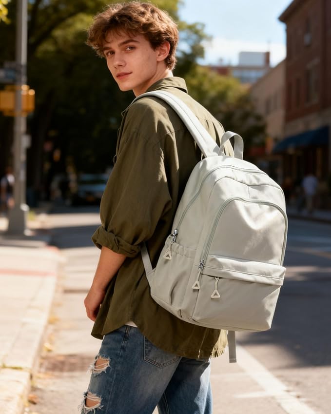 BJLFS Small Light Green Backpack for Women, Waterproof Backpack for Men, Lightweight Travel Back Pack Casual Daypack Rucksack