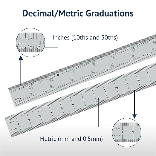 PEC Tools 12"/300mm Metal Ruler