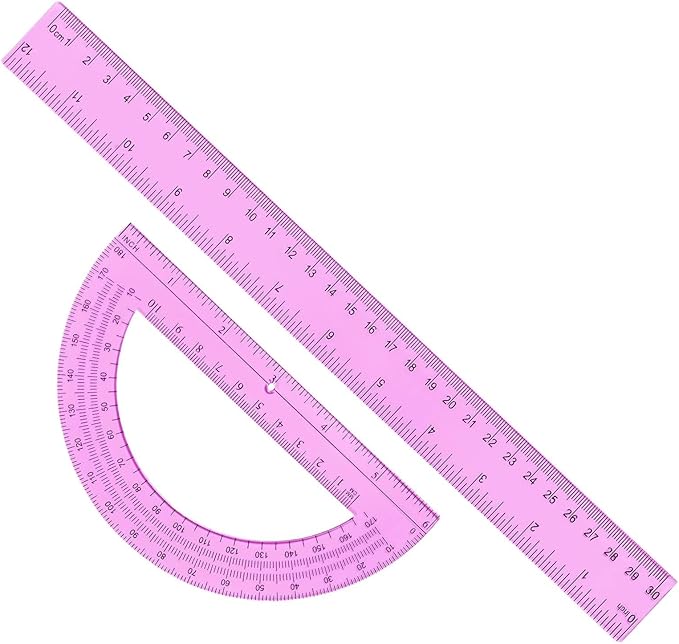 Protractor Set, Clear Geometry Measuring Tools, 1 Set, Math Ruler Kit, Angle Drawing Supplies, Transparent Scale Design, for Classroom Lessons, Technical Drafting, Student Study