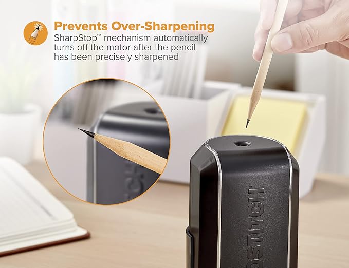 Bostitch Office Vertical Electric Pencil Sharpener, Powerful Stall-Free Motor, Prevents Over-Sharpening, Black (Pack of 9)