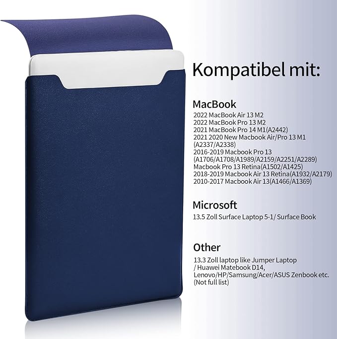 13.3-14" Laptop Sleeve, Blue, Compatible with Laptops 13.3"-14", Protects from Scratches, Water Damage, Multi-Functional Mouse Pad