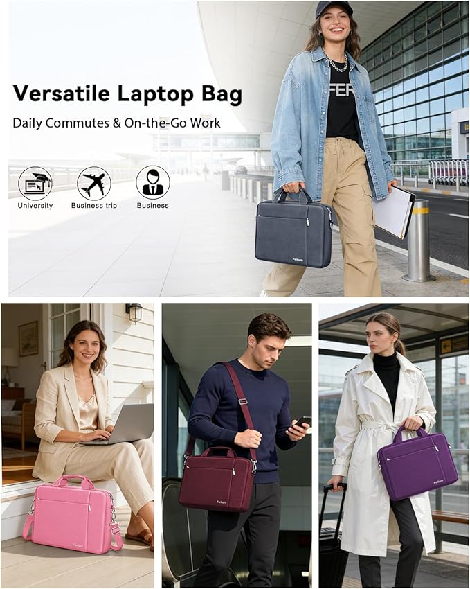 Ferkurn 15.6 16 Inch Laptop Case Bag for Women Men Compatible with MacBook Pro M5/HP OmniBook Omen Envy/Lenovo Yoga IdealPad/Dell Pro Inspiron, Carrying Briefcase Computer Messenger Bag Case, Grey