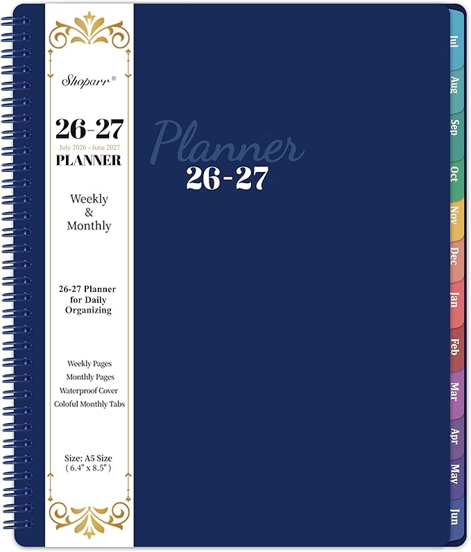 2026-2027 Planner - 2026-2027 Planners Weekly and Monthly, JUL. 2026 - JUN. 2027 11'' x 9'', Planner 26-27 with Colorful Tabs, Premium Paper, Twin-wire Binding - Classic Navy Blue
