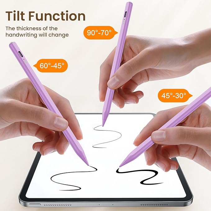 Hastraith Stylus Pen for iPad(2018-2026)-13 Mins Fast Charge with Tilt Sensitivity & Palm Rejection for iPad 11/10/9/8/7/6th Gen, Air 5/4/3/M4/M3/M2, Pro 13"/12.9"/11"/M4, Mini 7/6/5th, Purple