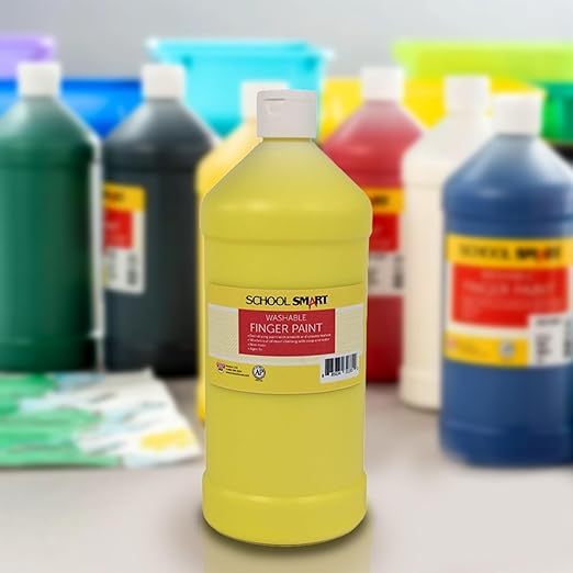School Smart Washable Finger Paint, Yellow, 1 Quart Bottle
