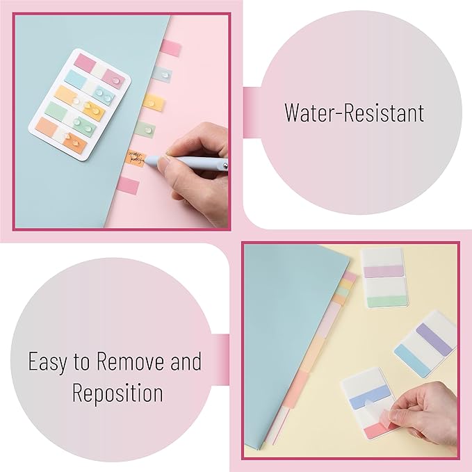 Mr. Pen- Sticky Index Tabs, 500 Pcs, 21 Sets, Pastel, Writable Colored Pages Markers Labels for Reading Notes, Books, Binders, Notebook, Folders and Classify Files, Water-Resistant