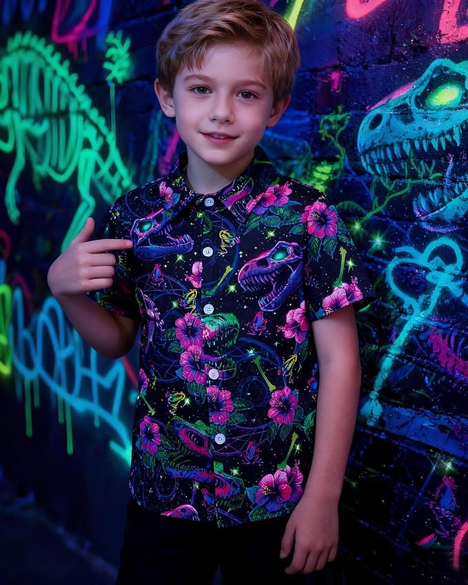 Enlifety 2-10T Kids Hawaiian Shirt Boys Short Sleeve Button Down Shirts Hawaii Summer Casual Blouse
