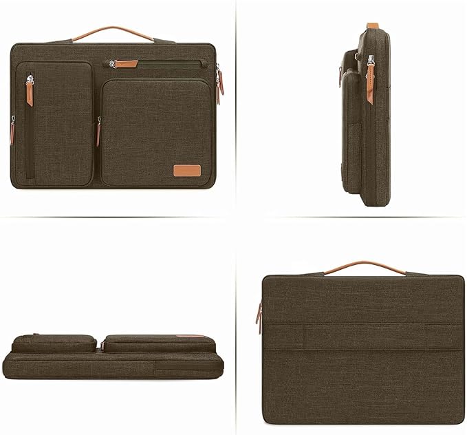MOSISO 360 Protective Laptop Case 17.3 inch, 17-17.3 inch Laptop Sleeve Compatible with Dell, HP, Lenovo, Asus, Acer, Alienware, Side Open Carrying Case with 4 Zipper Pockets&Handle, Carob Brown