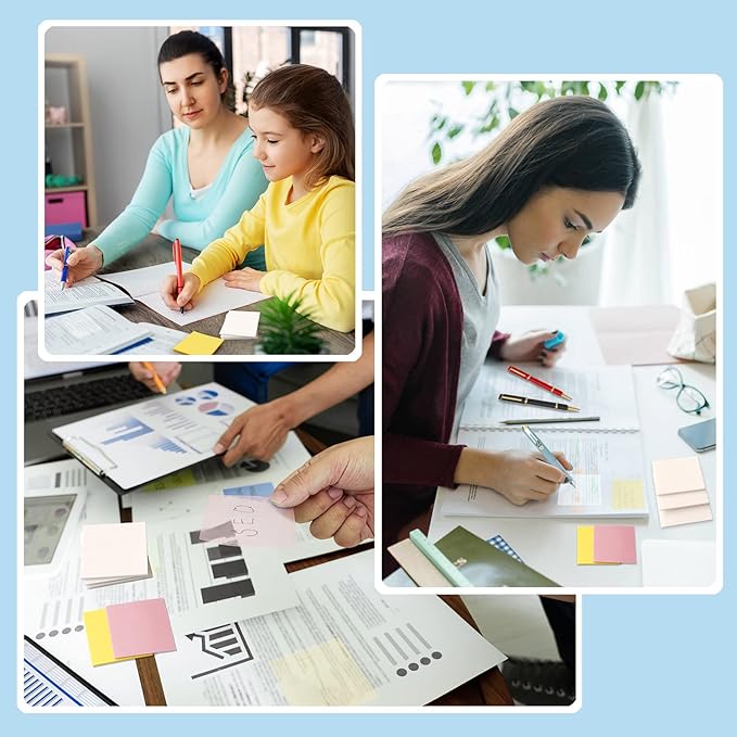 ENLUOM 400 Sheets Colored Transparent Sticky Notes - 3 x 3 in Translucent Sticky Notes, Pastel Clear Waterproof See Through Self-Sticky Note, Aesthetic Bible Journaling Sticky Notes (8 Pads)