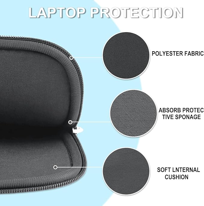 Laptop Case 15.6 inch, Shockproof Protective Laptop Cover Carrying Computer Bag with Accessory Pocket Portable Computer Sleeve Compatible with HP, Dell, Lenovo, Asus, Grey