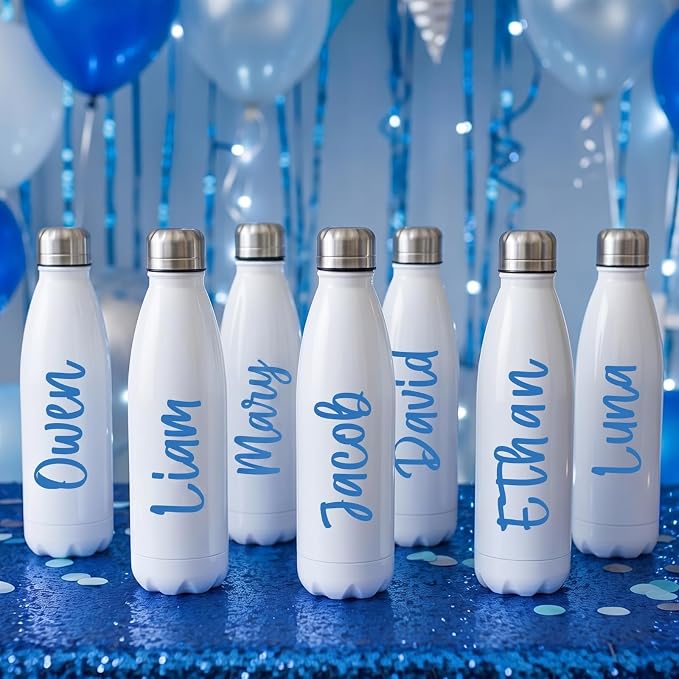Humyoun UV DTF Cup Wrap Letter Stickers Vinyl Decals,Blue,6 Sheets | Personalized Name Stickers for Water Bottles Tumblers, Waterproof UV DTF Alphabet A-Z Stickers for 14-49oz Mugs DIY Craft