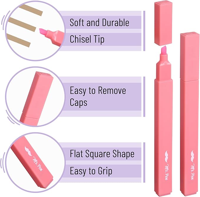 Mr. Pen- Aesthetic Highlighters No Bleed, 8 Pack, Summer Morning, Chisel Tip, Cute Highlighters Assorted Colors for Journaling, Highlighting, Underlining, Fast Dry, Back to School Supplies
