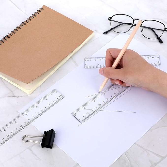 3 Pack 6 Inch Ruler Set Plastic Straight Ruler Transparent Measuring Tool Acrylic Clear Ruler for School Office Student