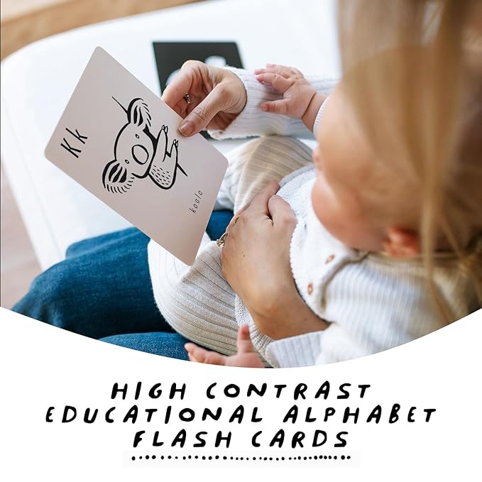 Wee Gallery High Contrast Alphabet Cards Letter Flash Cards, ABC Flashcards for Toddlers, Preschool Large Alphabet Flash Cards