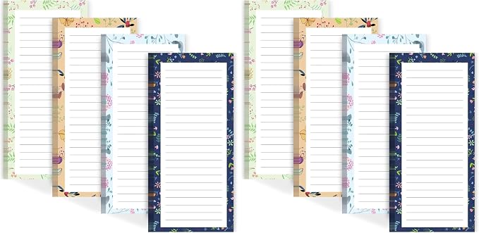 Joyberg Magnetic Notepads for Refrigerator - Flower Design, 50 Sheets Per Pad, 8 Pack Memo Pads for Grocery Lists and to-Dos