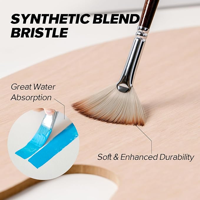 25 Pieces Paint Brushes, Expert Synthetic Nylon Bristles Paint Brush Kit with Palette Knife & Suede Leather Roll, Paint Brushes Set for Oil, Acrylic, Watercolor, Gouache and Detail Paintings