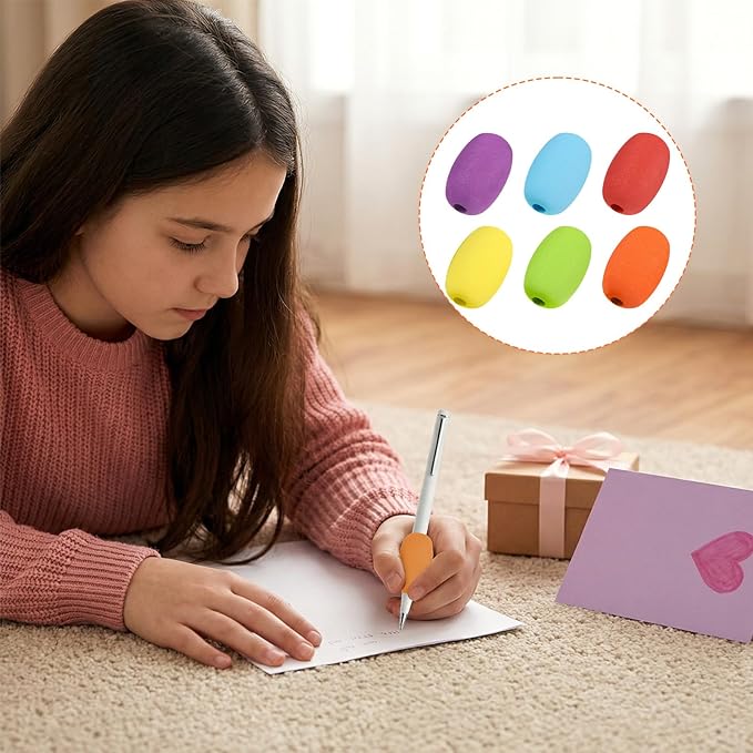 12PCS Egg Pencil Pen Grips, Soft Cushioned Foam Handwriting Grips Pen Colorful Egg Stylus Foam Writing Aid