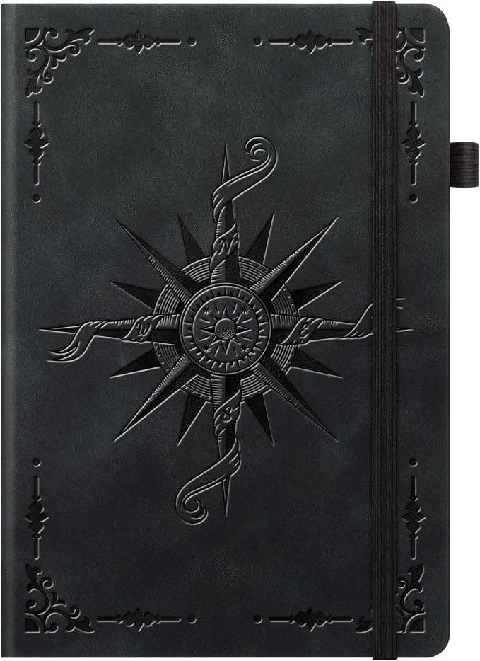 ALKALO Graph Journal Notebook, A5 200 Pages Leather Journals For Writing Women & Men Travel,Business,Work & School, Hardcover Journaling Notebooks Daily Diary, 5.7'' X 8.3''-Black