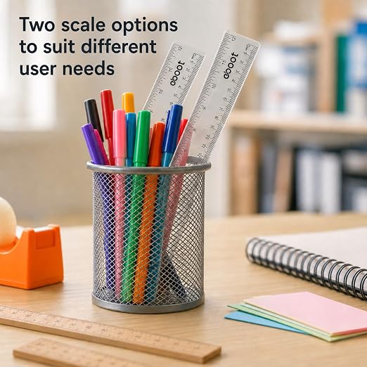 EBOOT 2 Pack Plastic Ruler Straight Ruler Plastic Measuring Tool for Student School Office(Clear,6 Inch,12 Inch Style)