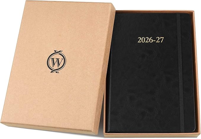 Wykeham's Executive 2026-27 Daily Journal Planner – Customization Available – Mid-Year Academic Diary – July 2026 to June 2027 (Black, 8.5"×5.5")