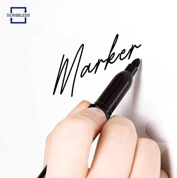 Scribbledo 36-Pack Black Fine Tip Dry Erase Markers with Eraser Cap | Low-Odor Whiteboard Markers for Office, Workplace & Professional Use