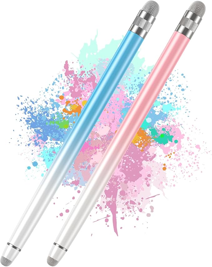 Bopomofo 2PCS Stylus Pens for Touch Screens,Stylus Pen for iPhone/iPad/Tablet Android/Microsoft Surface,Compatible with Touch Screens(White Pink/White Blue)