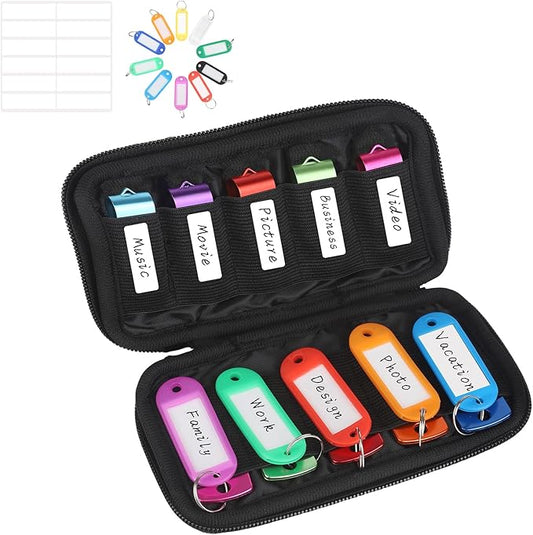 USB Flash Drive Case Soft Material Thumb Drive Holder case, USB Drive Holder Organizer, Portable Electronic Accessories Bag for USB Memory Stick with 10 Slots