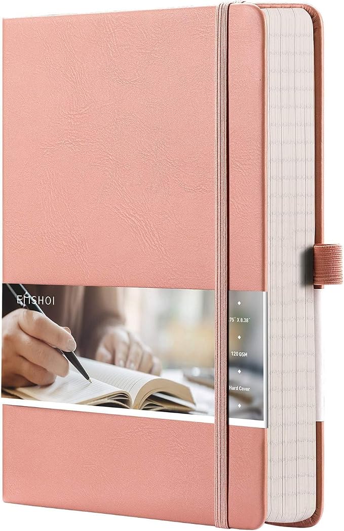 EMSHOI Lined Journal Notebook, 256 Numbered Pages, A5 Size (5.7'' x 8.3'')