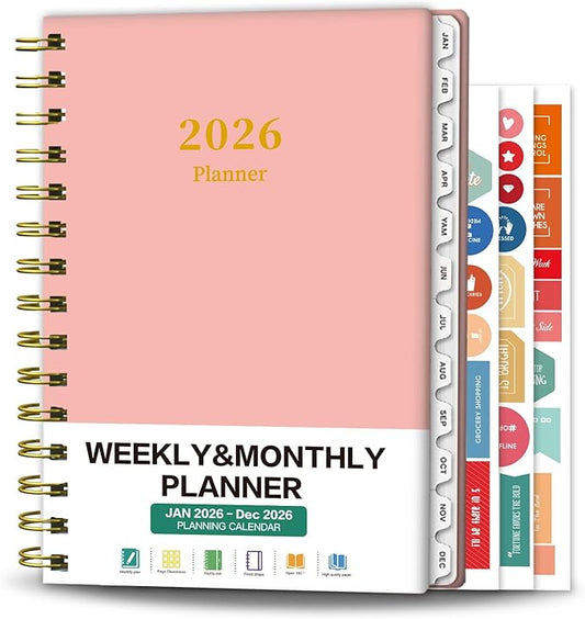 Ymumuda Academic Planner 2026, Daily Weekly and Monthly Calendar Planner (Jan. 2026-Dec. 2026),8.4"×6.3", Hardcover Notebook Teacher Supplies, Premium Thick Paper, Planners for School Work Office