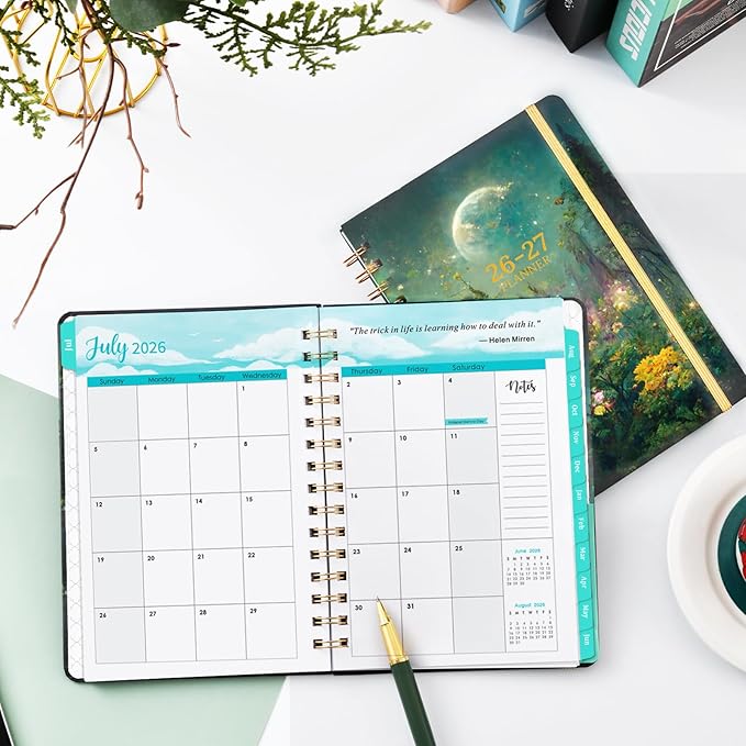 Planner 2026-2027 - Academic Planner 2026-2027, July 2026 - June 2027, 6.3" x 8.4", Weekly and Monthly with Tabs, 26-27 Calendar Planner, Hardcover Planning Agenda Book for Office School, Inner Pocket, Thick Paper