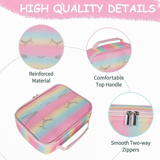 VASCHY Large Pencil Case Bag, Art Supply Marker Organizer Big Pen Pouch with Detachable Layers Slots Multiple Zipper Pockets for Kids Adults School Office Gilter Unicorn